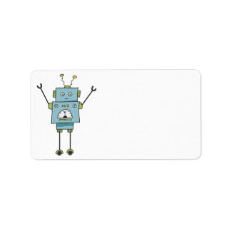 Schattige Happy Blue Robot Blank Etiket