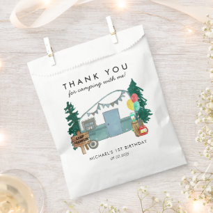 Schattige Happy Camper Van Trees Camping 1e Verjaa Bedankzakje