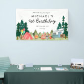 Schattige Happy Camper Van Trees Camping Kids Verj Spandoek (Beurs)