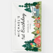 Schattige Happy Camper Van Trees Camping Kids Verj Spandoek (Verticaal)