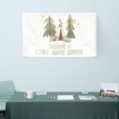 Schattige Happy Camper Woodland Eerste Verjaardag Spandoek (Beurs)