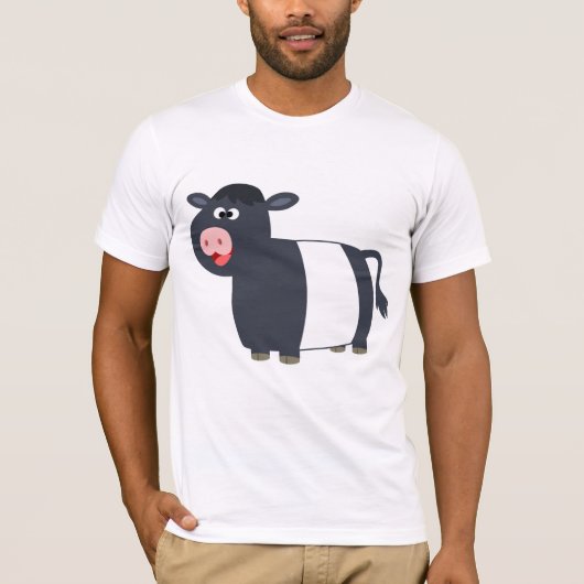 Schattige Happy Cartoon Belted Galloway Koe T-shir T-shirt (Voorkant)