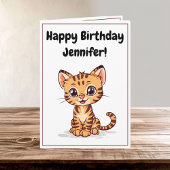 Schattige Happy Cartoon Bengaals Kat Kitten Naam V Kaart