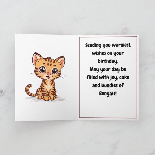 Schattige Happy Cartoon Bengaals Kat Kitten Naam V Kaart (Binnen)