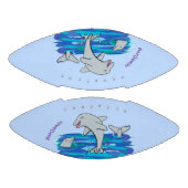 Schattige happy dolphins cartoon illustratie american football (Panelen)