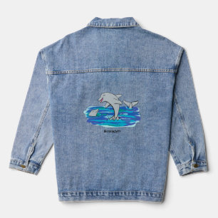 Schattige happy dolphins cartoon illustratie denim jacket
