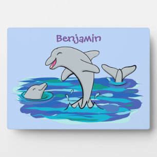 Schattige happy dolphins cartoon illustratie fotoplaat