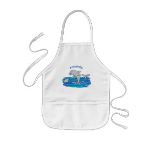Schattige happy dolphins cartoon illustratie kinder schort