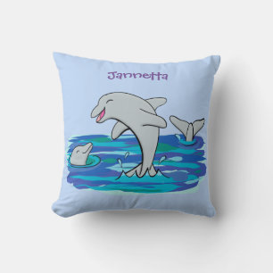 Schattige happy dolphins cartoon illustratie kussen