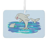 Schattige happy dolphins cartoon illustratie luchtverfrisser (Achterkant)