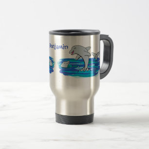 Schattige happy dolphins cartoon illustratie reisbeker