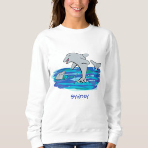 Schattige happy dolphins cartoon illustratie trui