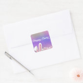 Schattige Happy Easter Bunny Ears iriserend Vierkante Sticker (Envelop)