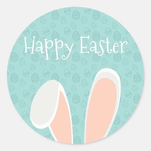 Schattige Happy Easter Bunny Ears | Sticker Seal (Voorkant)