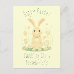 Schattige Happy Easter Bunny Rabbit Preschool Geel Briefkaart