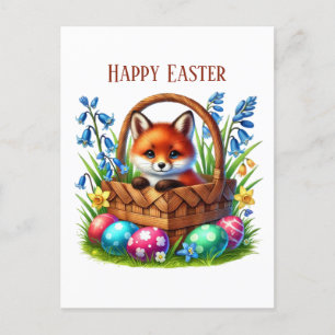 Schattige Happy Easter fox bericht toevoegen Feestdagenkaart