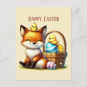 Schattige Happy Easter fox bericht toevoegen Feestdagenkaart