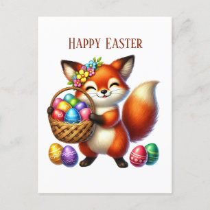 Schattige Happy Easter fox bericht toevoegen Feestdagenkaart
