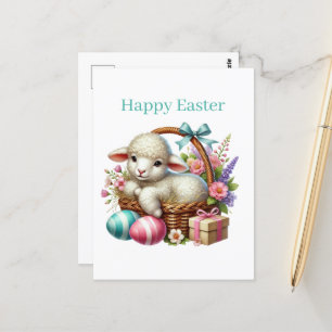 Schattige Happy Easter lamb Briefkaart