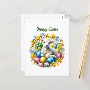 Schattige Happy Easter lamb Feestdagenkaart