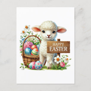 Schattige Happy Easter lamb Feestdagenkaart