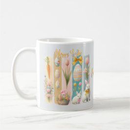 Schattige Happy Easter Pink Gold Blue Vertical Koffiemok