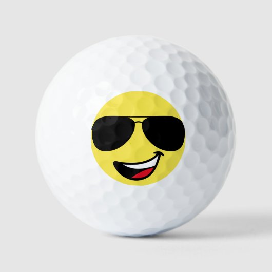 Schattige Happy Face & Aviator bril, Leuk Golfballen (Voorkant)