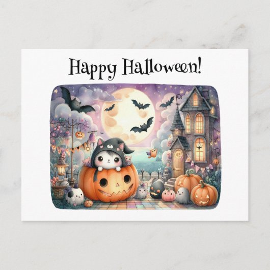 Schattige Happy Halloween Kawaii Briefkaart (Voorkant)
