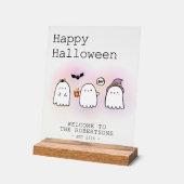Schattige Happy Halloween Welkom gepersonaliseerd Acryl Bord (Hoek)