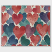 Schattige Happy Hearts Cadeaupapier (Vlak)