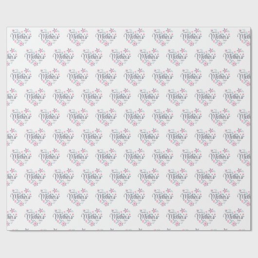 Schattige Happy Moederdag bloemenhart betegeld Cadeaupapier (Vlak)