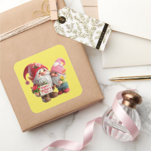 Schattige Happy Moederdag gnome Vierkante Sticker