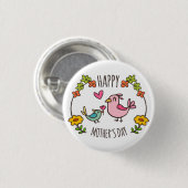 Schattige Happy Moederdag Pin-Button Ronde Button 3,2 Cm (Voorkant /achterkant)