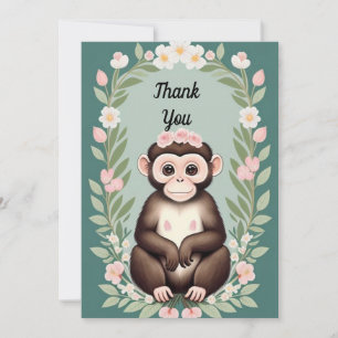 Schattige Happy Monkey Flat Dank u kaart