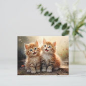 Schattige Happy Oranje Tabby Kittens Briefkaart (Staand voorkant)