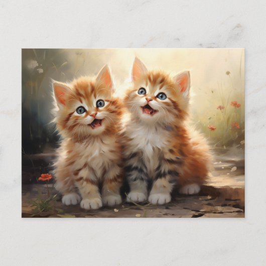 Schattige Happy Oranje Tabby Kittens Briefkaart (Voorkant)