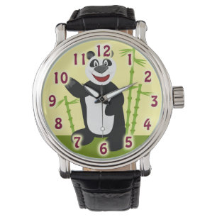 Schattige Happy Panda Fun Zoo Dier Schattig Horloge