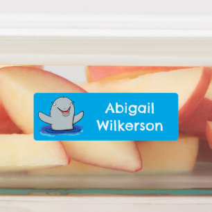 Schattige Happy Porpoise cartoon gepersonaliseerd Labels