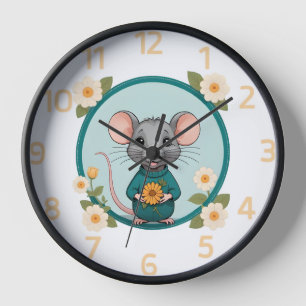 Schattige happy ratty met bloemenklok