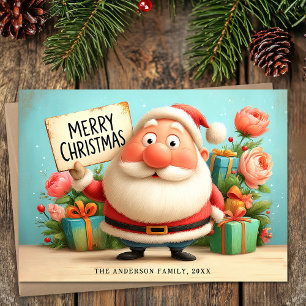 Schattige Happy Santa vrolijk kerstfeest Feestdagenkaart