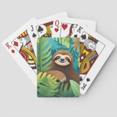 Schattige Happy Sloth Oerwoud schilderij Pokerkaarten (Achterkant)