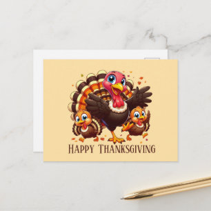 Schattige Happy Thanksgiving kalkoen  Feestdagenkaart