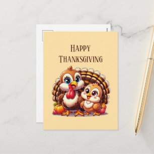 Schattige Happy Thanksgiving kalkoen  Feestdagenkaart