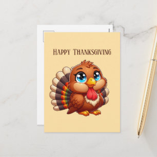 Schattige Happy Thanksgiving kalkoen Feestdagenkaart