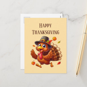 Schattige Happy Thanksgiving kalkoen Feestdagenkaart