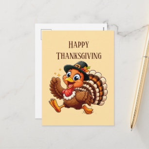 Schattige Happy Thanksgiving kalkoen  Feestdagenkaart