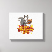Schattige Happy Thanksgiving Squirrel Classic T-sh Canvas Afdruk (Voorkant)