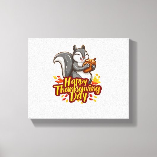 Schattige Happy Thanksgiving Squirrel Classic T-sh Canvas Afdruk (Voorkant)