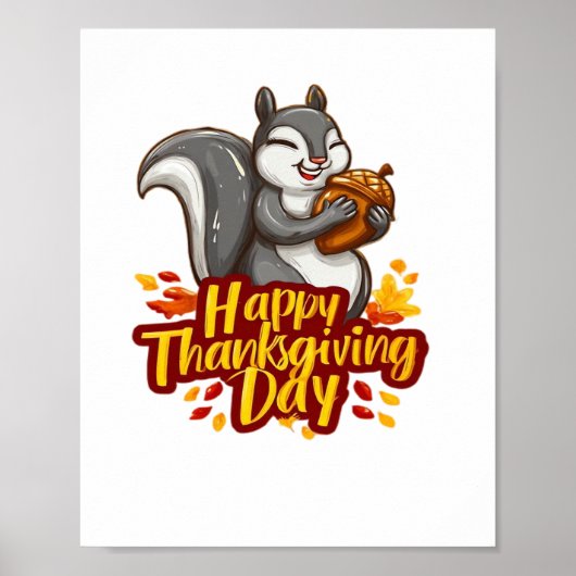 Schattige Happy Thanksgiving Squirrel Classic T-sh Poster (Voorkant)