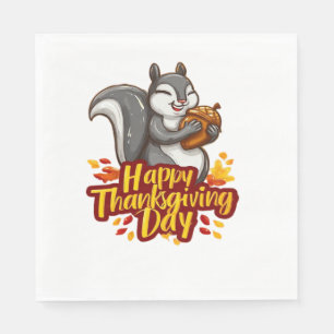Schattige Happy Thanksgiving Squirrel Classic T-sh Servet